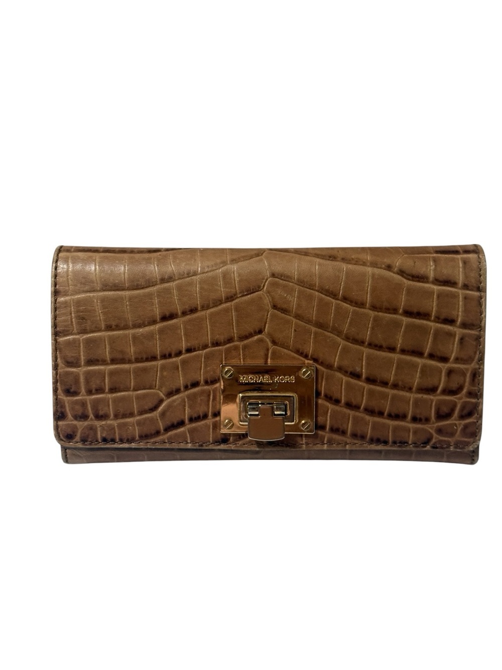 Michael Kors Brown Croc-Embossed Leather Wallet in good condition